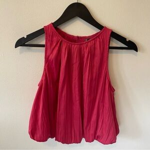 Anthropologie Pleated Bubble Hem Halter Crop Blouse Sleeveless Top Size S EUC